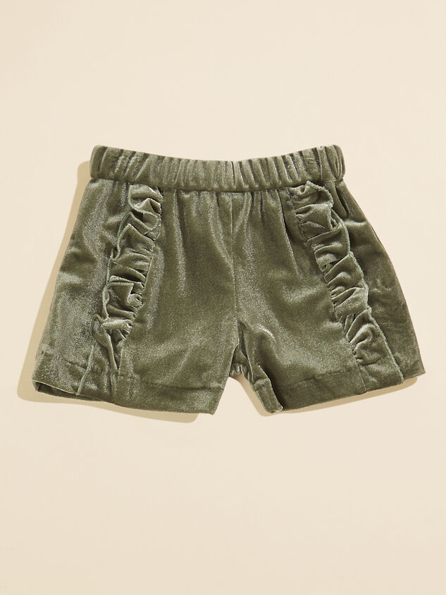 Paisley Velvet Ruffle Shorts by Vignette Detail 2 - TULLABEE