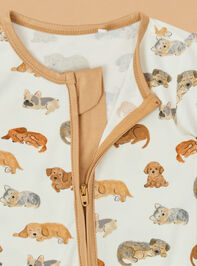 Napping Puppies Romper Detail 2 - TULLABEE