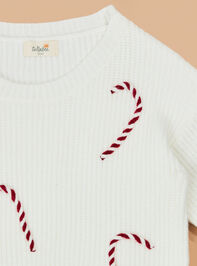 Candy Cane Cozy Youth Sweater Detail 3 - TULLABEE