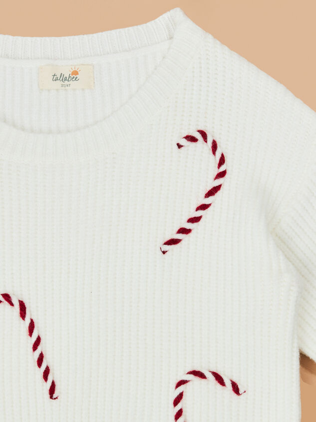 Candy Cane Cozy Youth Sweater Detail 3 - TULLABEE