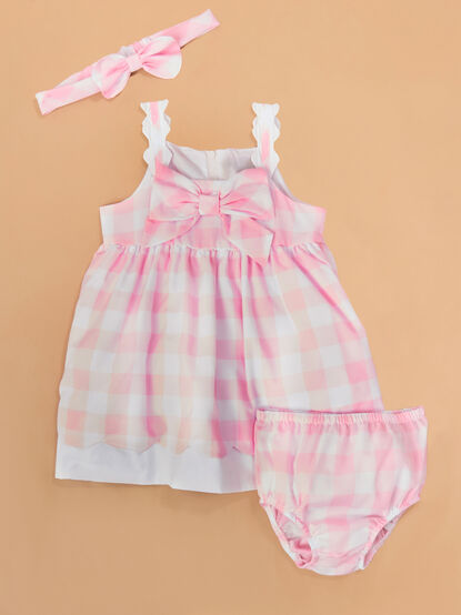 Cindy Check Dress with Headband - TULLABEE