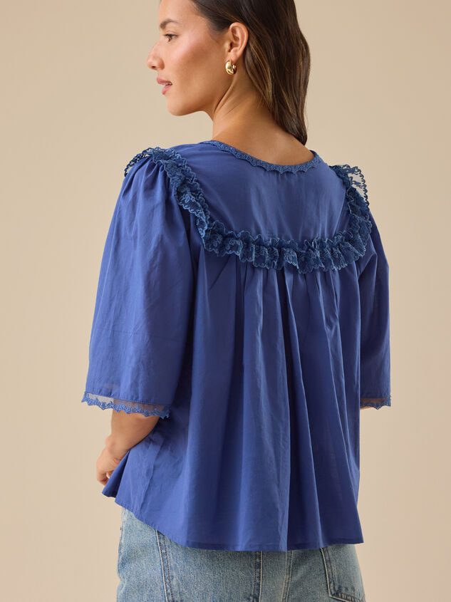 Regan Lace Trim Babydoll Top Detail 5 - TULLABEE