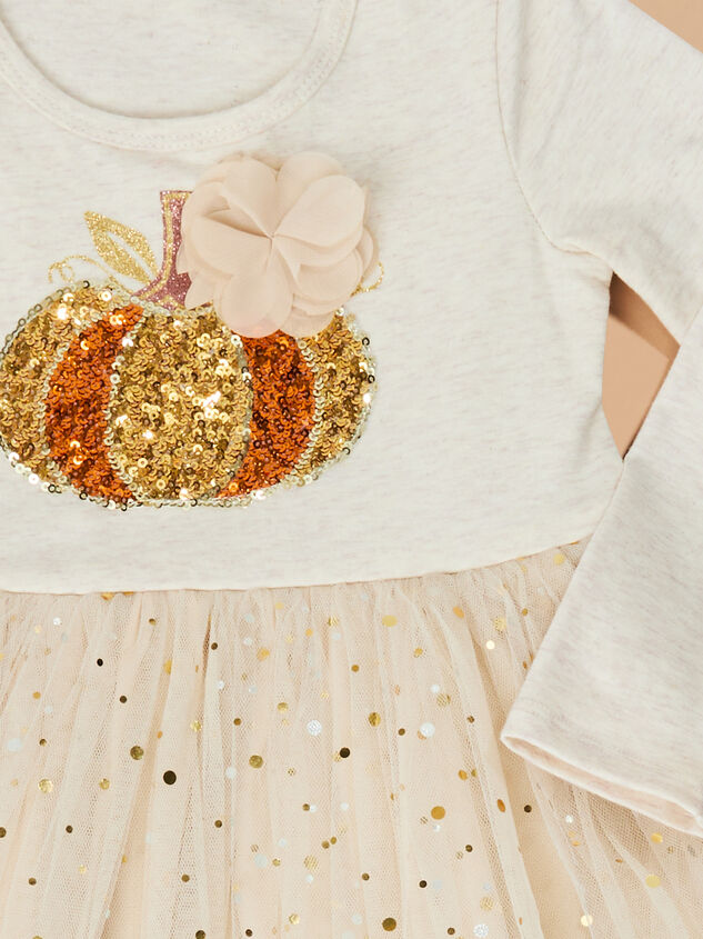 Pumpkin Glitz Dress with Legging Set Detail 4 - TULLABEE
