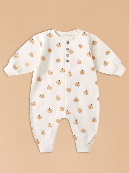 Smiley Pumpkin Jumpsuit by Quincy Mae - TULLABEE