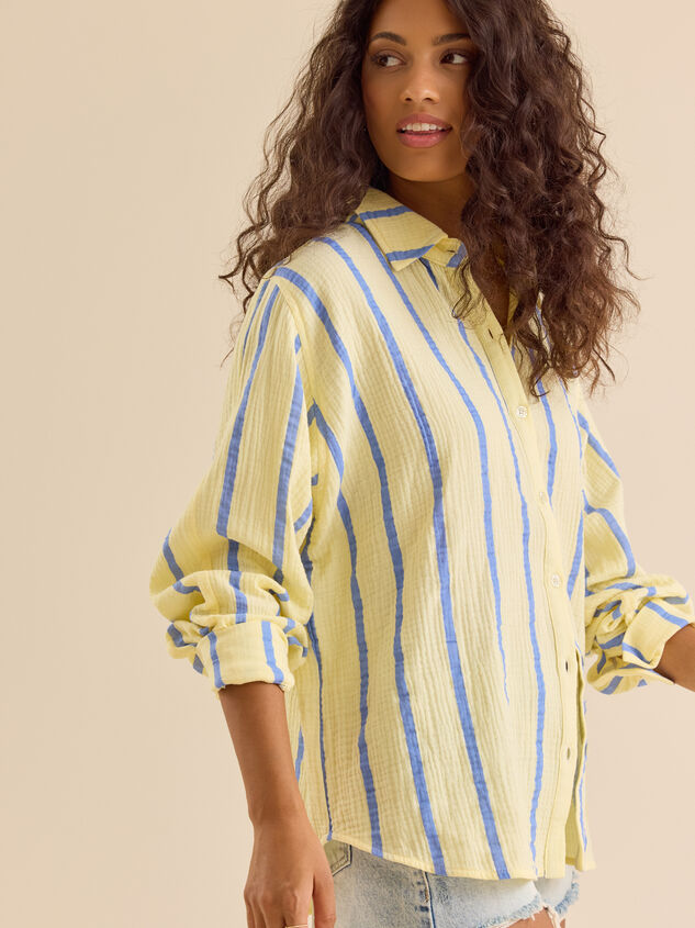 Vienna Striped Button Down Top Detail 4 - TULLABEE