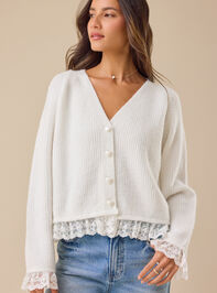 Salome Lace Trim Cardigan Detail 3 - TULLABEE