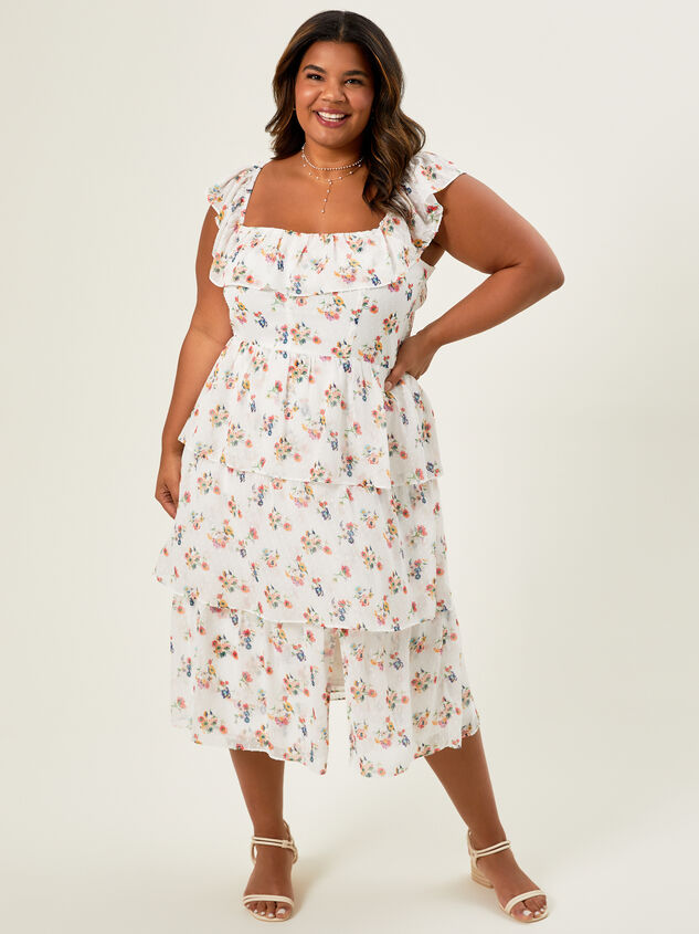 Lucy Floral Tiered Dress Detail 3 - TULLABEE