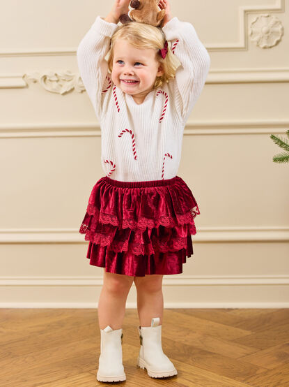 Ruby Tiered Velvet Skirt - TULLABEE