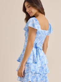 Roxie Floral Satin Mini Dress Detail 5 - TULLABEE