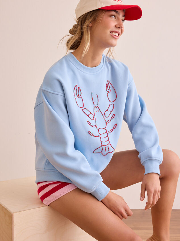 Embroidered Lobster Sweatshirt Detail 3 - TULLABEE