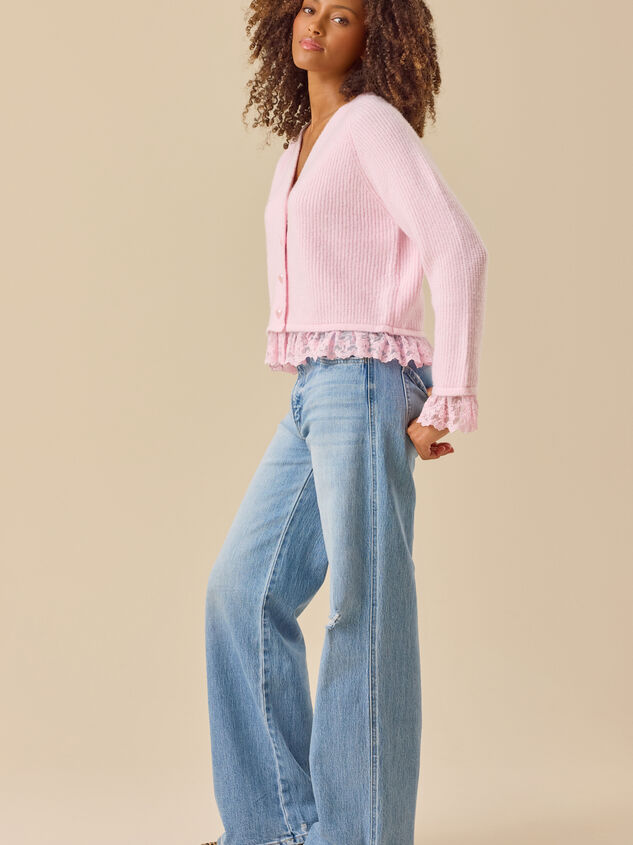 Salome Lace Trim Cardigan Detail 5 - TULLABEE