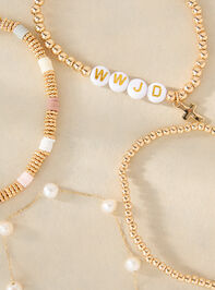 WWJD Stretch Beaded Bracelet Set Detail 3 - TULLABEE