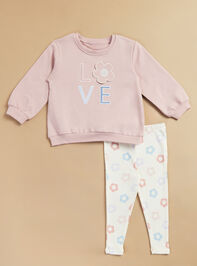 Daisy Love Embroidered Sweatshirt and Leggings Set - TULLABEE