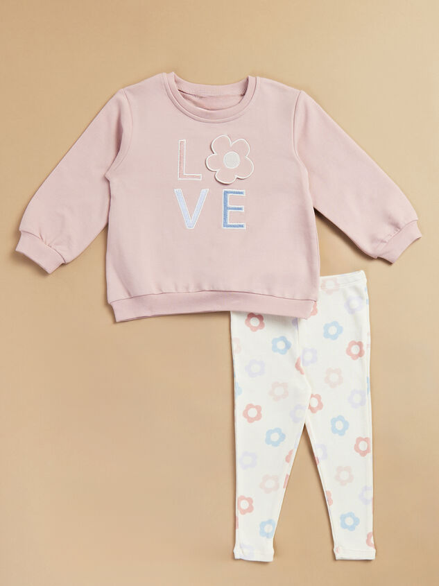 Daisy Love Embroidered Sweatshirt and Leggings Set - TULLABEE