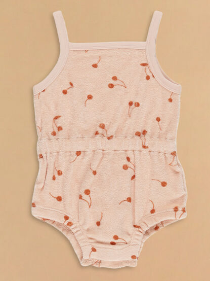 Cherries Terry Knit Romper by Quincy Mae - TULLABEE