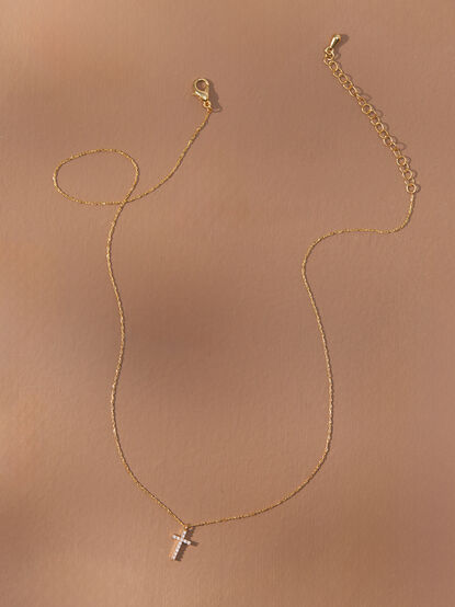 18K Gold Dipped Cross Charm Necklace - TULLABEE
