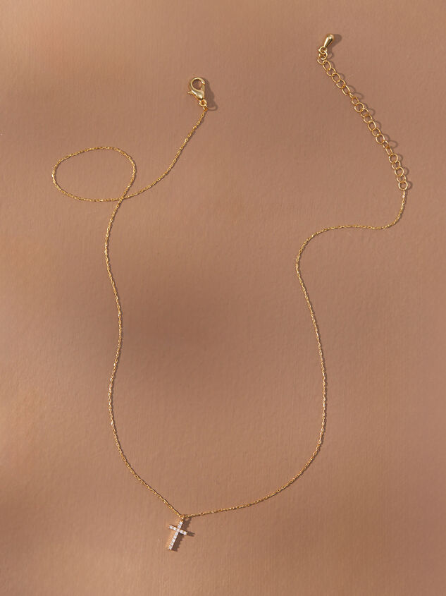 18K Gold Dipped Cross Charm Necklace Detail 2 - TULLABEE