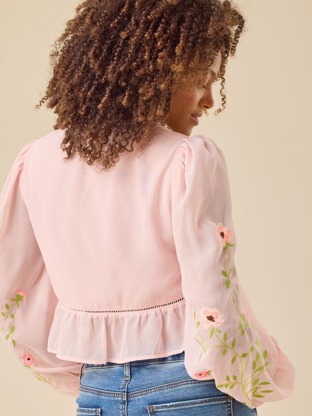 Maelynn Floral Embroidered Top Detail 4 - TULLABEE
