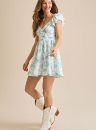 Emery Flutter Sleeve Mini Dress Detail 6 - TULLABEE