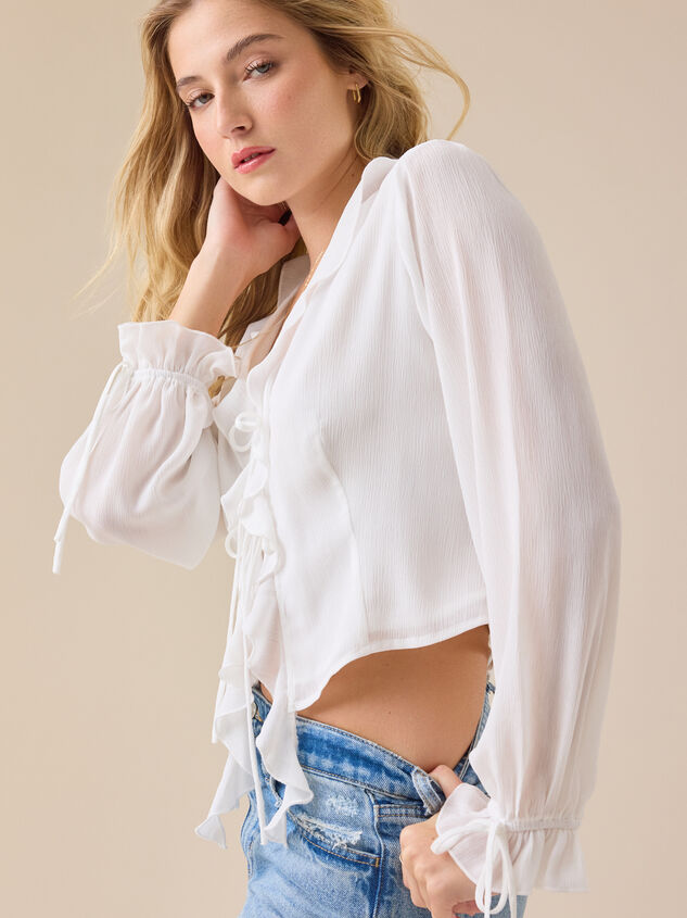 Caroline Ruffle Tie Front Top Detail 3 - TULLABEE