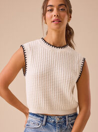 Everett Contrast Stitch Bow Back Vest Detail 3 - TULLABEE