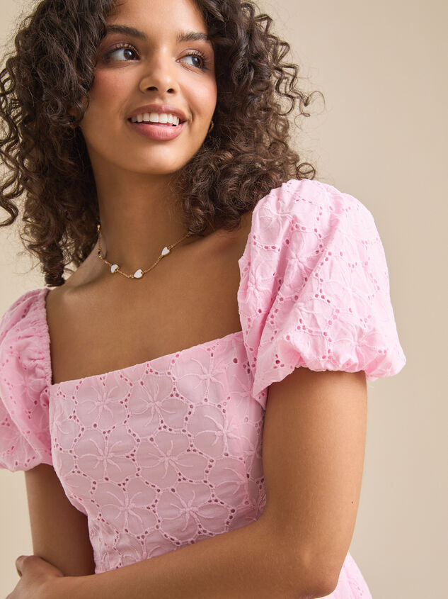 Josie Eyelet Mini Dress Detail 3 - TULLABEE