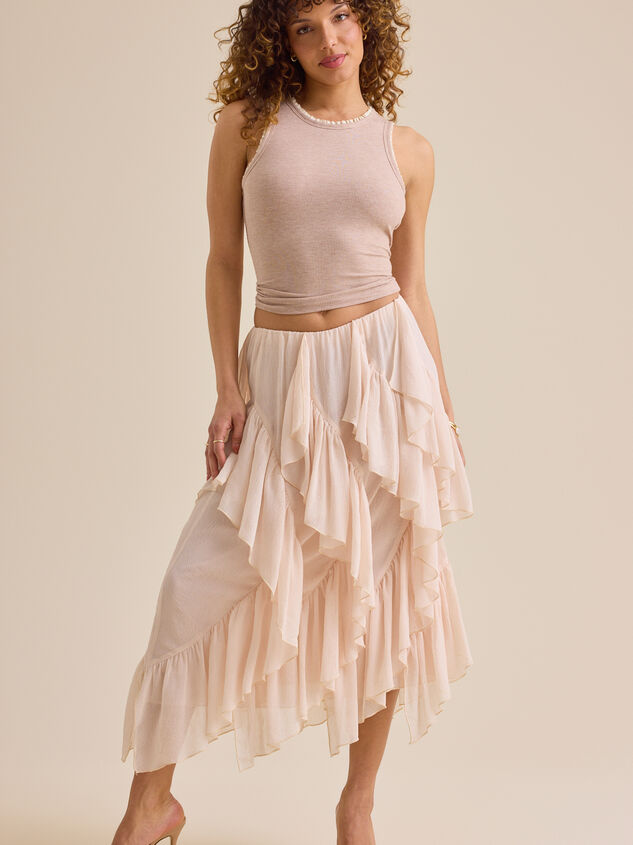 Atlas Ruffle Midi Skirt Detail 2 - TULLABEE