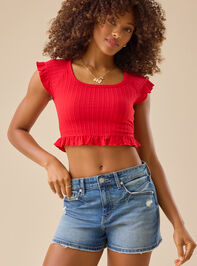 Gracie High Rise Denim Shorts - TULLABEE
