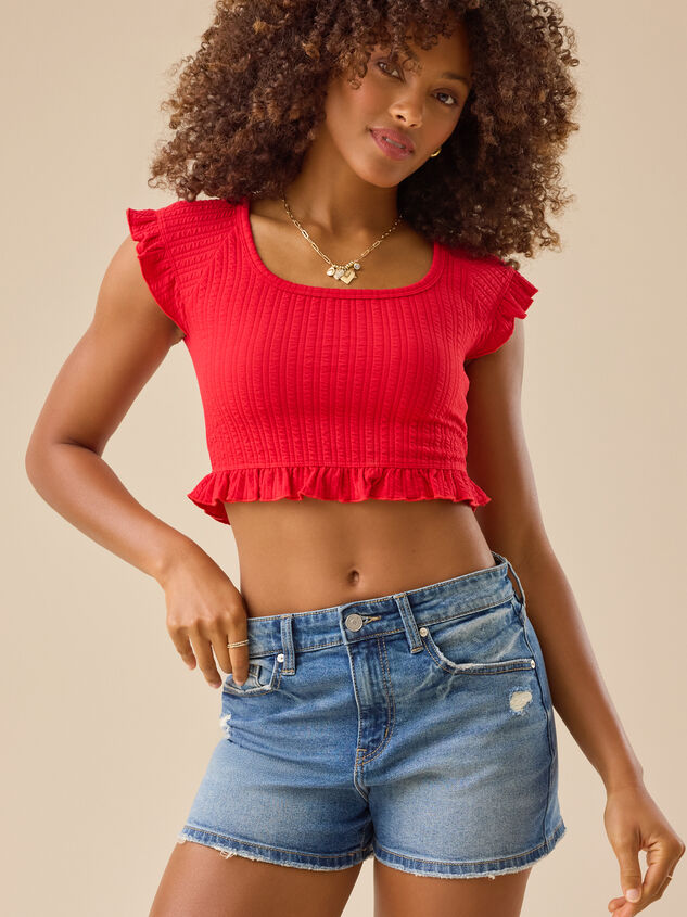 Gracie High Rise Denim Shorts - TULLABEE