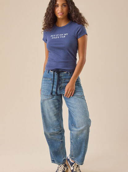 Put It On My Dads Tab Baby Tee - TULLABEE