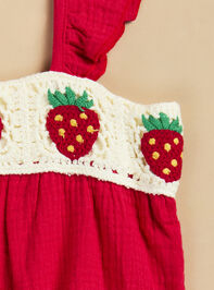 Sawyer Strawberry Crochet Bubble Detail 3 - TULLABEE