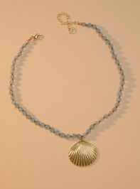 Scallop Shell Beaded Necklace Detail 2 - TULLABEE