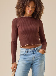 Loren Ribbed Mock-Neck Top Detail 3 - TULLABEE