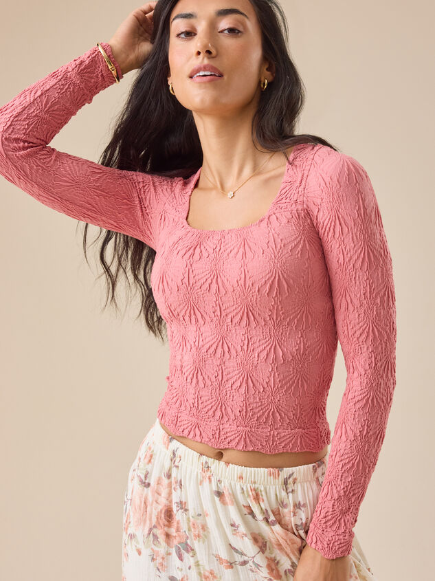 Blaire Seamless Floral Long Sleeve Cami Detail 4 - TULLABEE