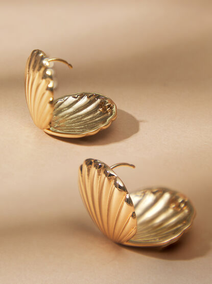 Double Sided Seashell Hoops - TULLABEE