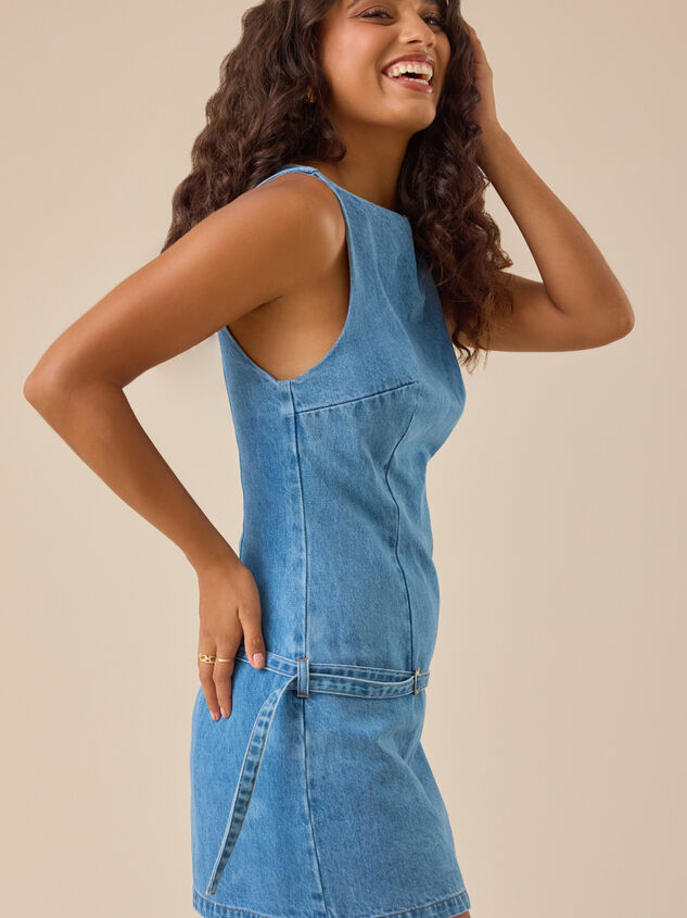 Luca Denim Mini Dress Detail 4 - TULLABEE
