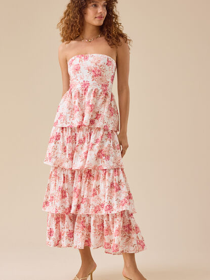 Rose Floral Tired Maxi Dress - TULLABEE