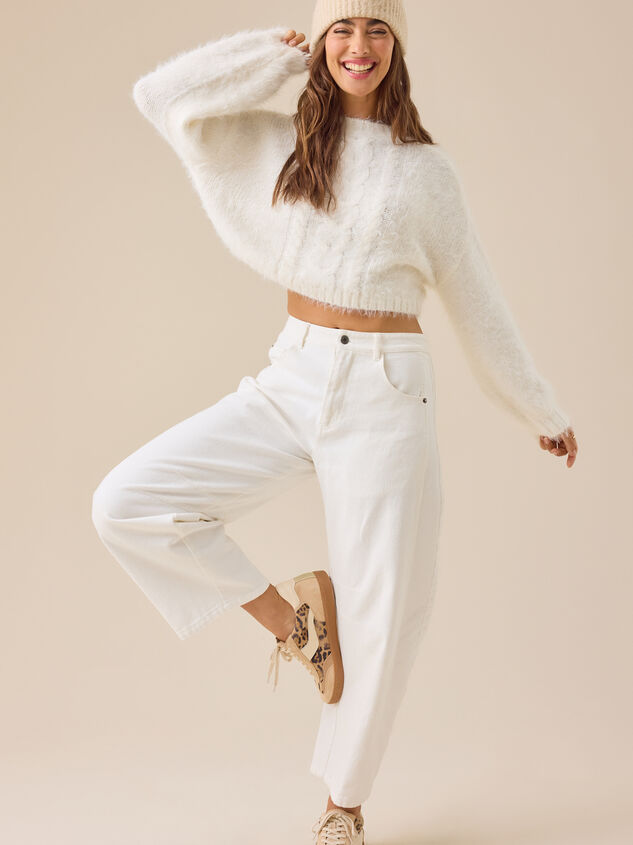 Callie Fuzzy Cropped Sweater Detail 2 - TULLABEE