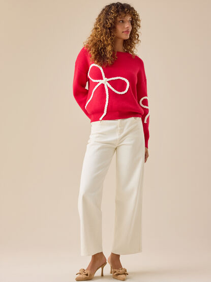 Braided Bow Christmas Mama Sweater - TULLABEE