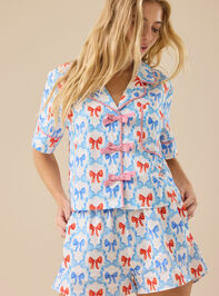 Americana Bows Sleep Top Detail 4 - TULLABEE