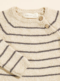 Indigo Striped Sweater Romper by Quincy Mae Detail 2 - TULLABEE