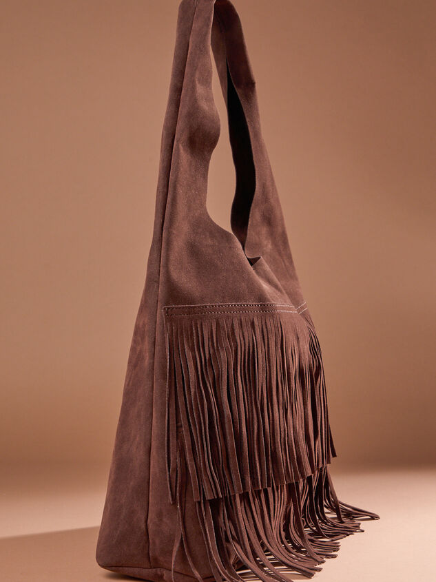 Fringe Faux Suede Tote Detail 3 - TULLABEE