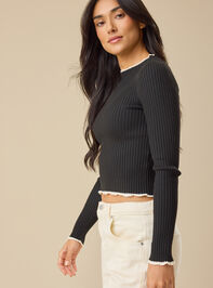 Loren Ribbed Mock-Neck Top Detail 3 - TULLABEE