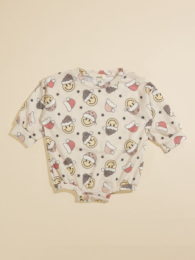 Smiley Santa Hat Romper Detail 2 - TULLABEE