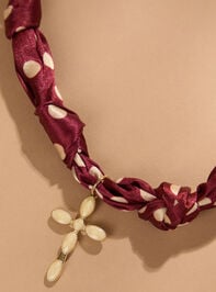 Polka Dot Scarf Necklace Detail 2 - TULLABEE