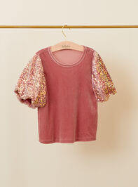 Kyra Youth Sequin Top and Pleated Skirt Detail 3 - TULLABEE