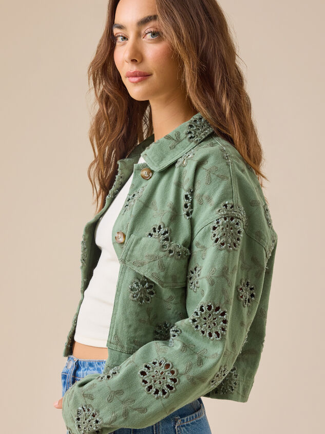 Renesme Denim Eyelet Jacket Detail 4 - TULLABEE