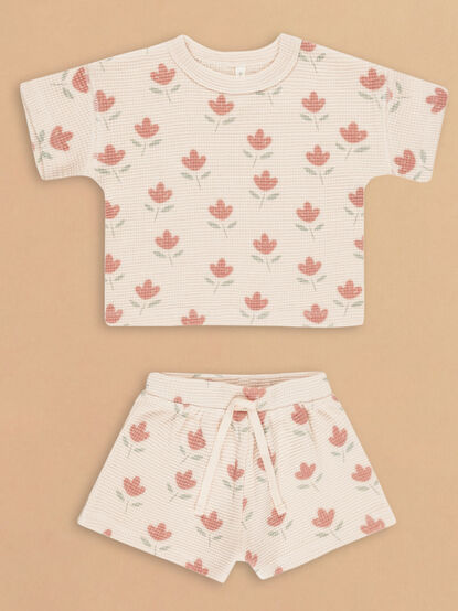 Lila Tulips Top and Shorts Set by Quincy Mae - TULLABEE