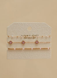 Dainty Clover Pearl Bracelet Set - TULLABEE