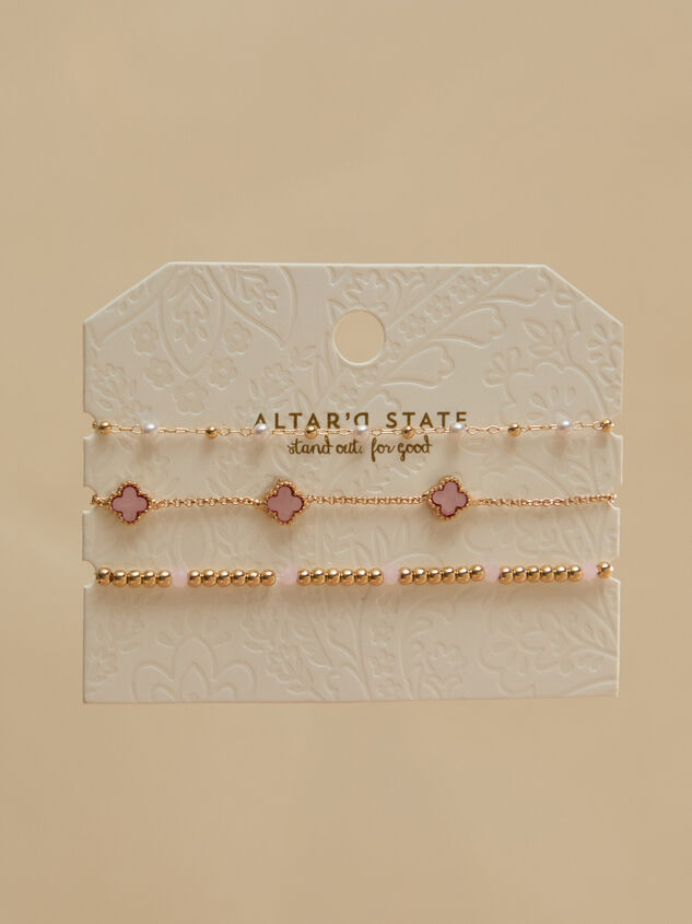Dainty Clover Pearl Bracelet Set - TULLABEE